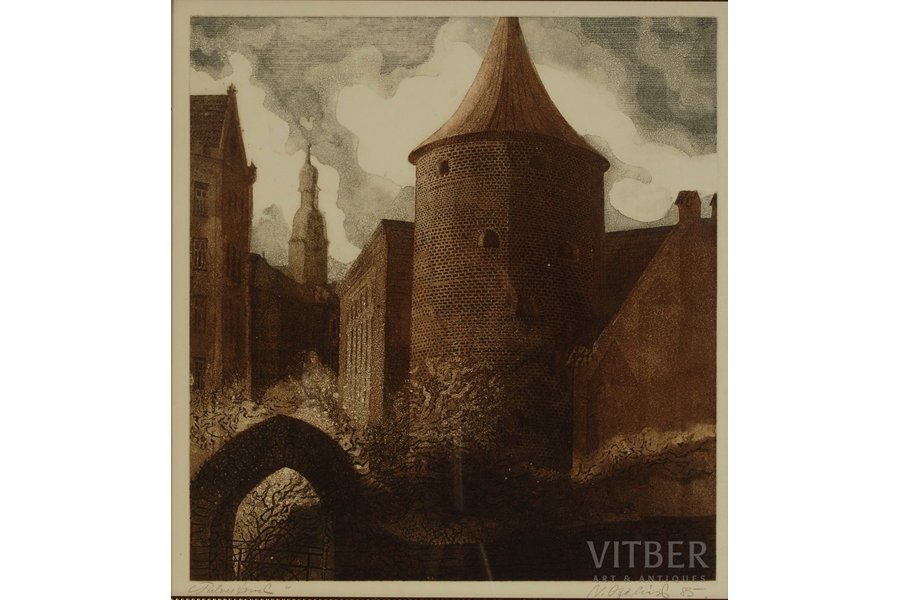 Ozolinsh Valentins (1927), Powder tower, 1985, paper, etching, 57 х 54 cm